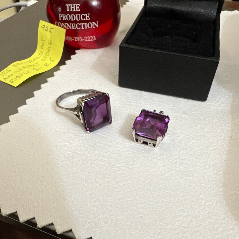 Solid Sterling Silver Omega Necklace;Amethyst Sto… - image 1